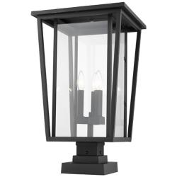Seoul 24 3/4"H Black Metal 3-Light Outdoor Pier Mount Light