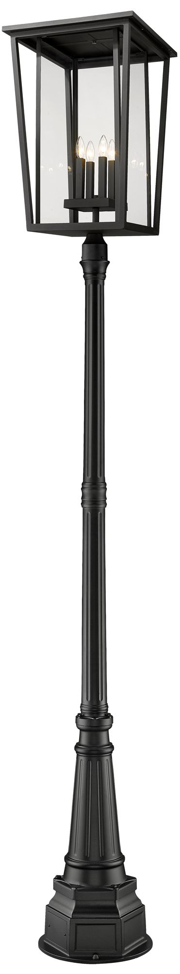 Seoul by Z-Lite Black 113 inch 4 Light Outdoor Post Mounted Fixture
