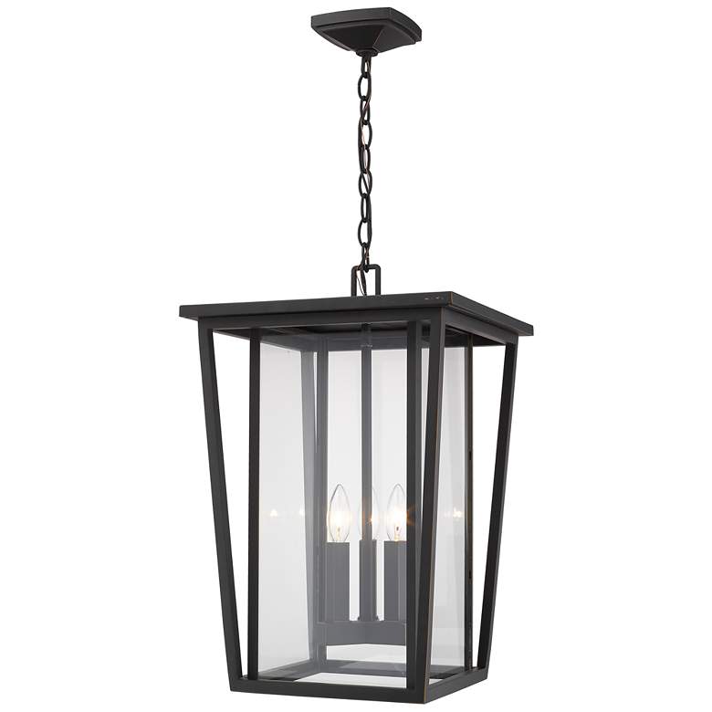 Image 1 Seoul by Z-Lite Oil Rubbed Bronze 3 Light Outdoor Chain Ceiling Fixture