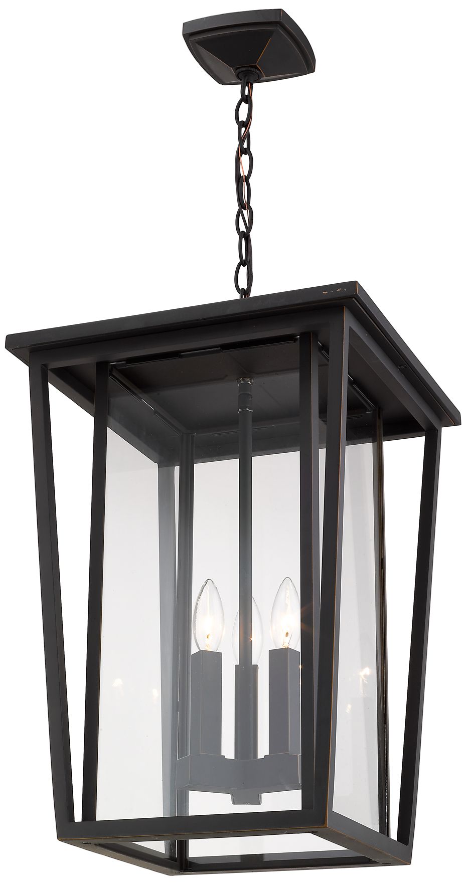Image 4 Seoul by Z-Lite Rubbed Bronze 14 inch 3 Light Outdoor Chain Mount Fixture more views