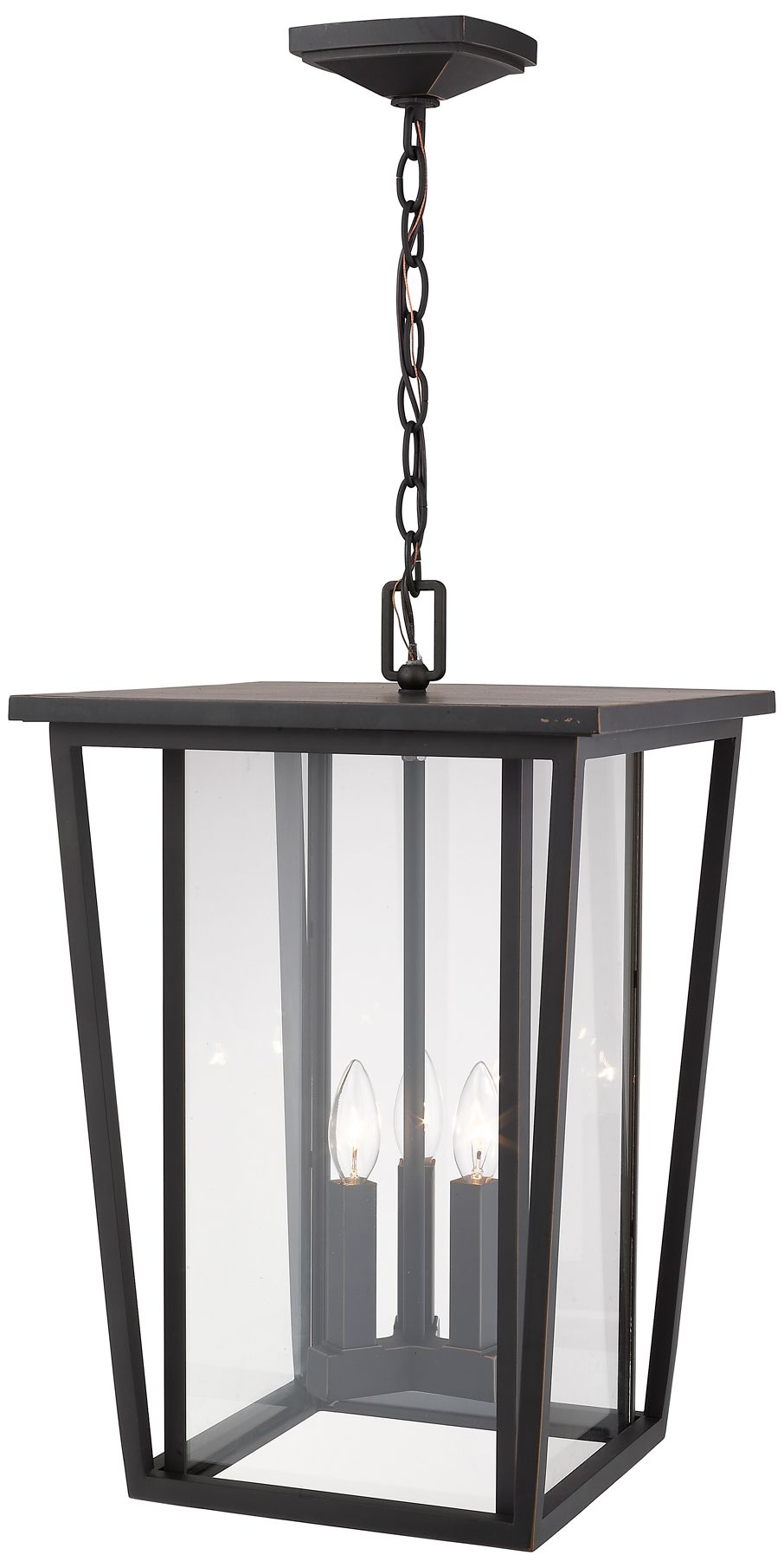 Image 5 Seoul by Z-Lite Rubbed Bronze 14 inch 3 Light Outdoor Chain Mount Fixture more views
