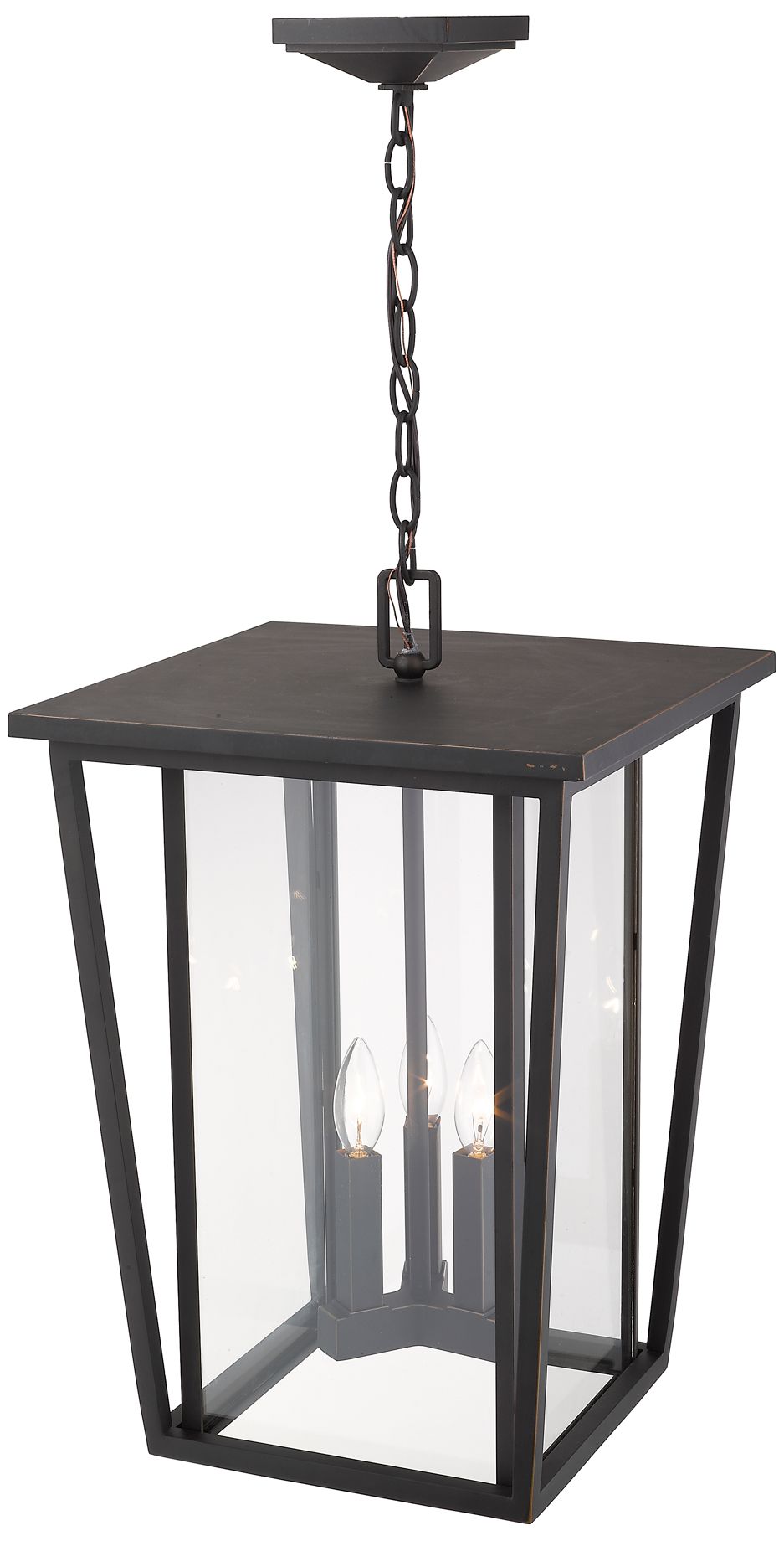 Image 6 Seoul by Z-Lite Rubbed Bronze 14 inch 3 Light Outdoor Chain Mount Fixture more views
