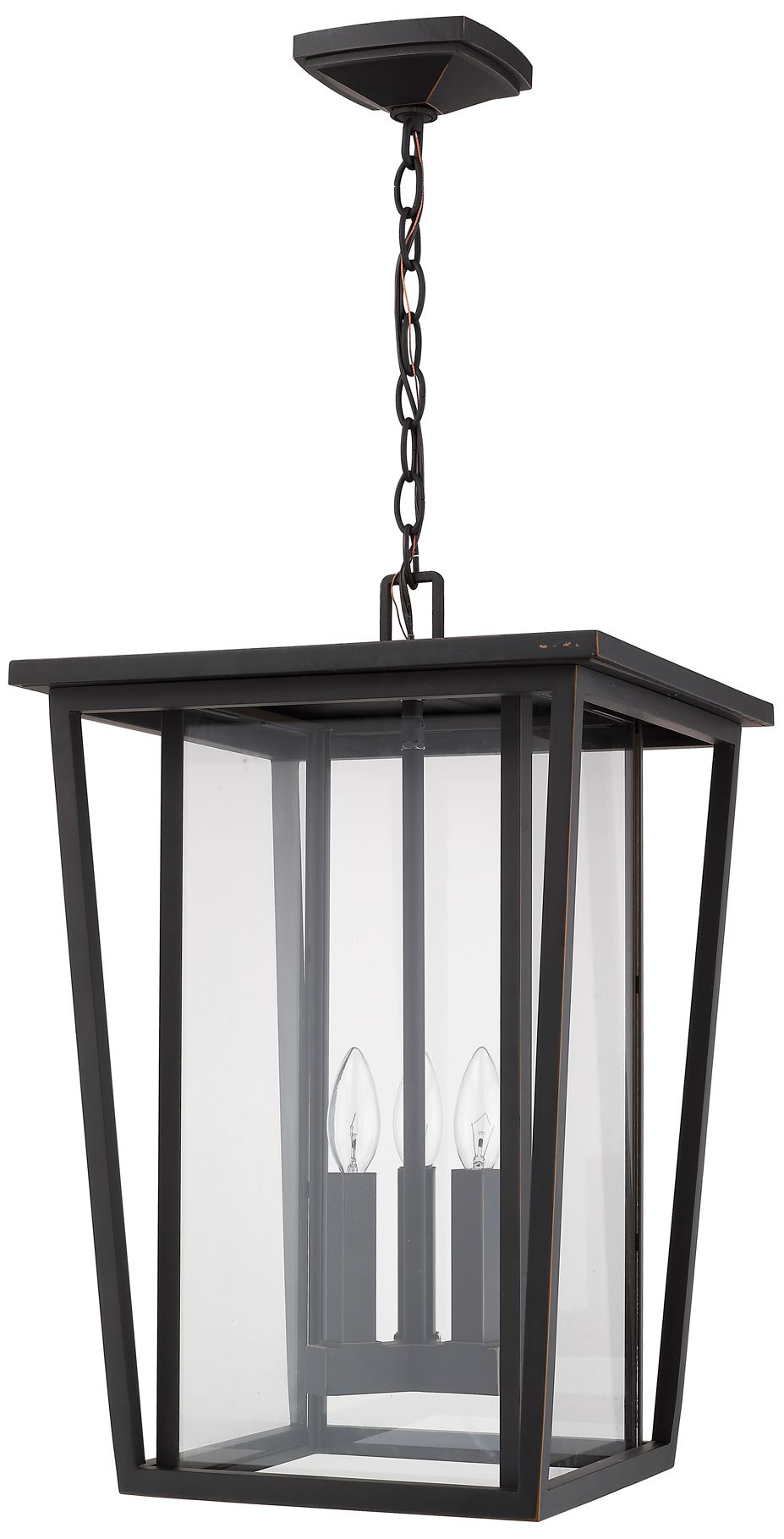 Image 7 Seoul by Z-Lite Rubbed Bronze 14 inch 3 Light Outdoor Chain Mount Fixture more views