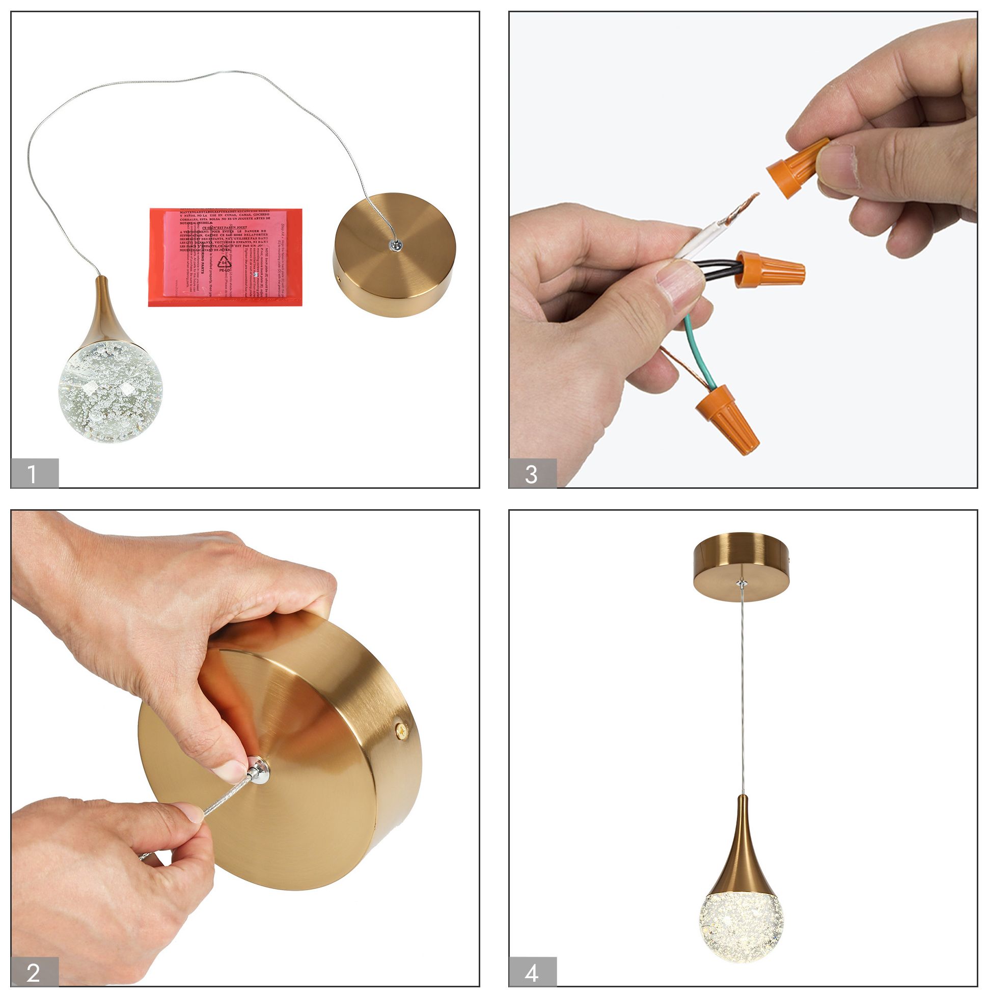 Sepear 1-Light LED Crystal Pendant Light