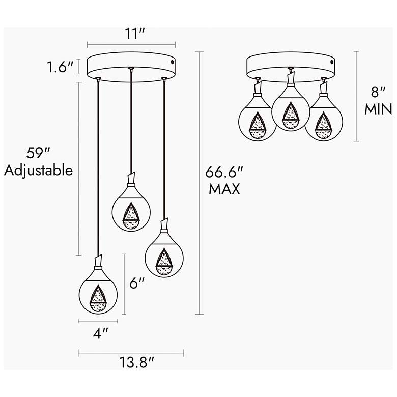 Image 2 Sepear 3-Light LED Cluster Crystal Island Pendant Light more views