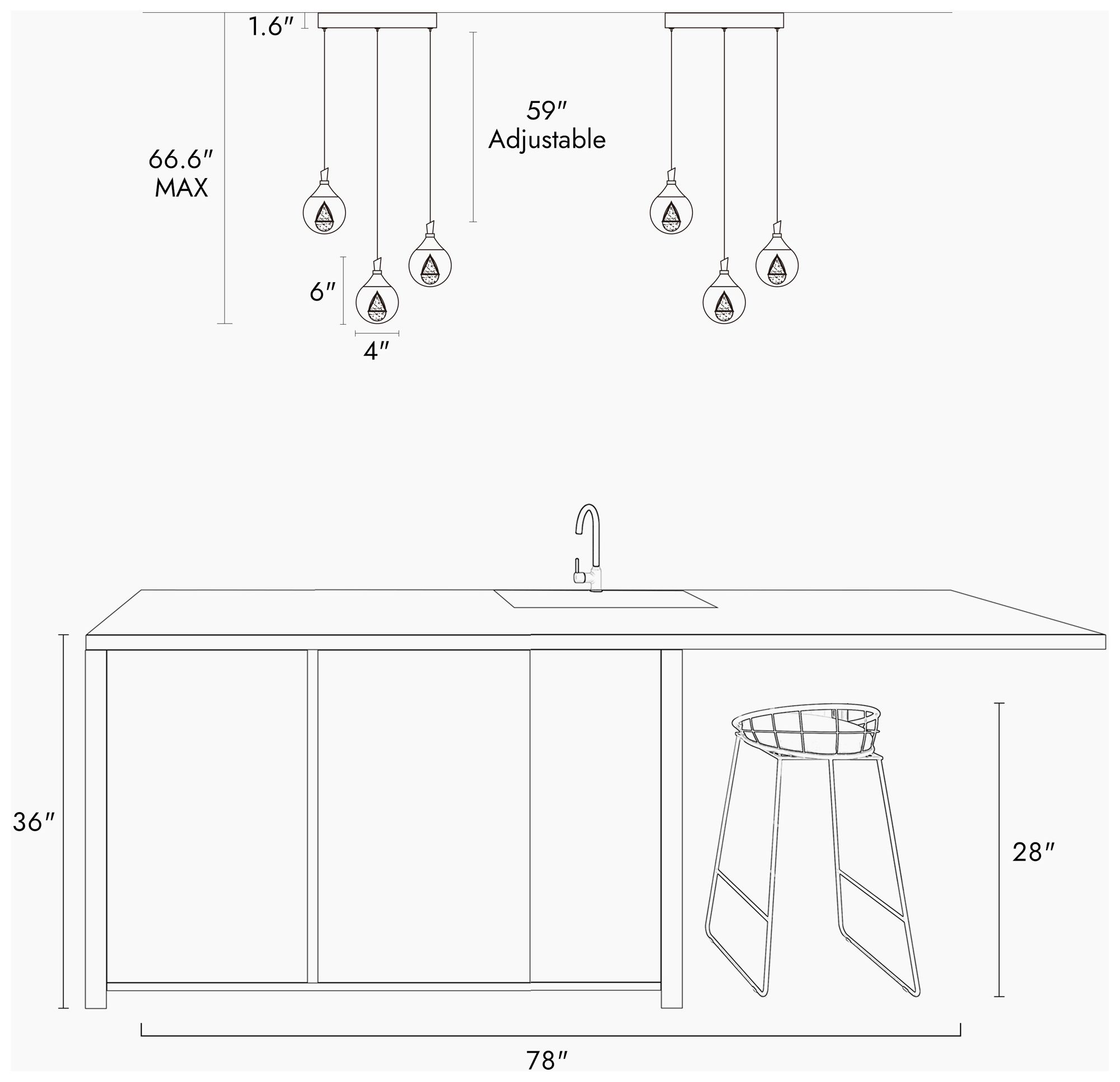 Image 7 Sepear 3-Light LED Cluster Crystal Island Pendant Light more views