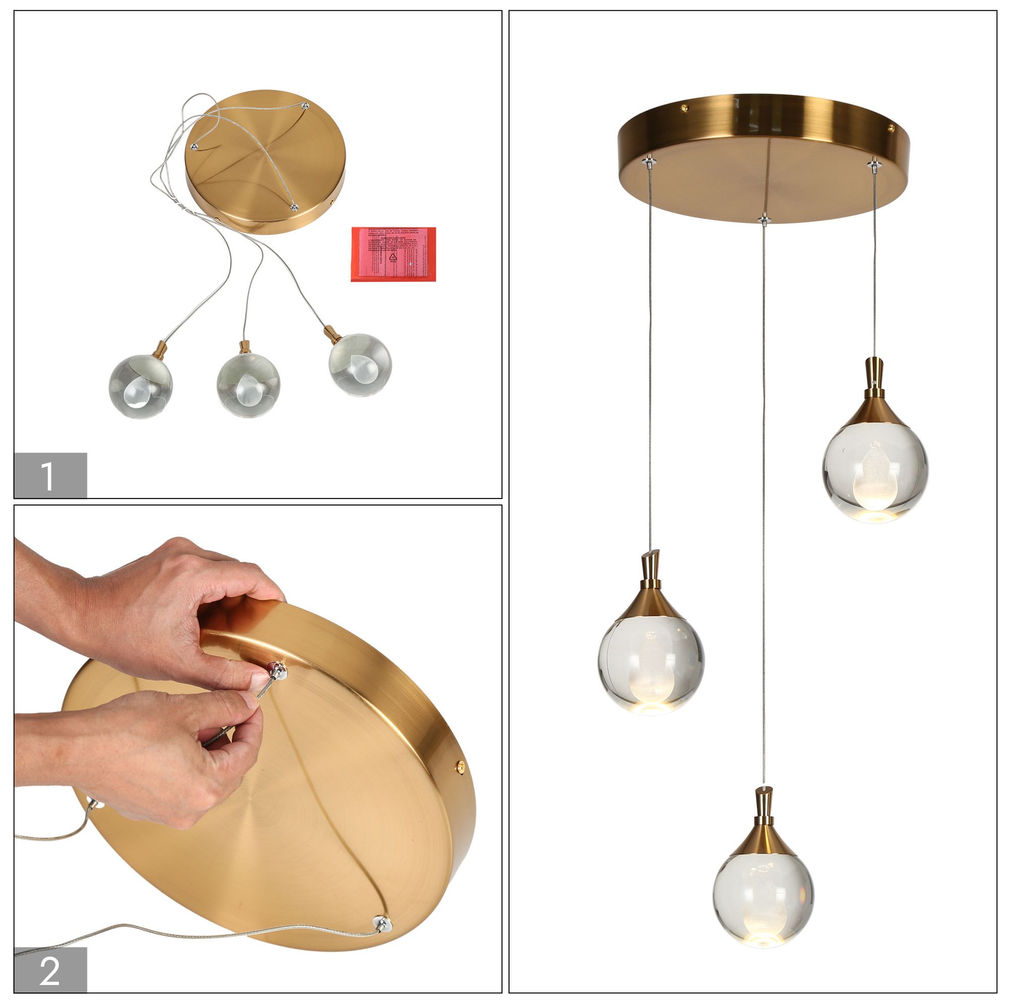 Sepear 3-Light LED Cluster Crystal Island Pendant Light