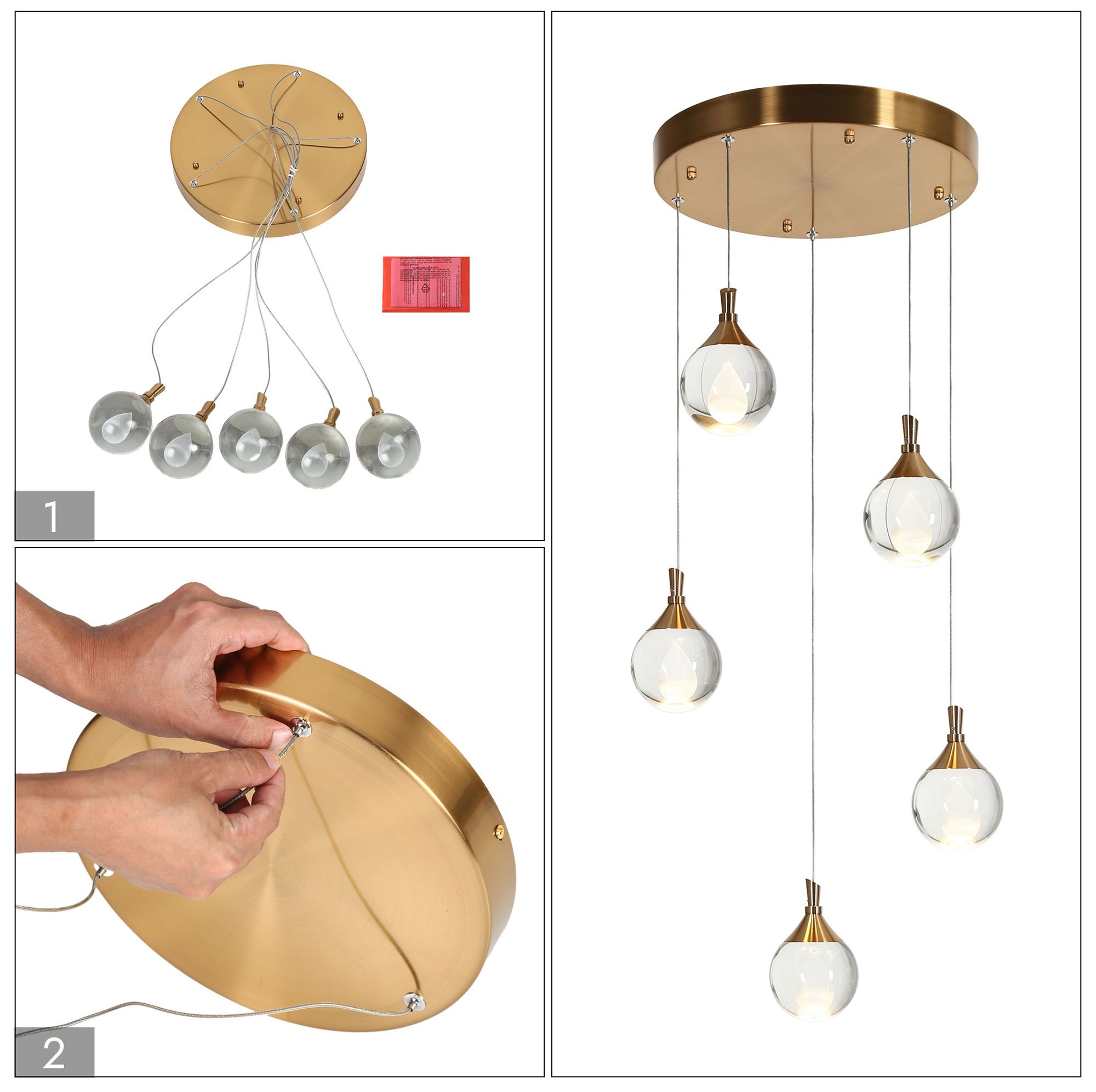 Sepear 5-Light LED Cluster Crystal Island Pendant Light - Made to Order