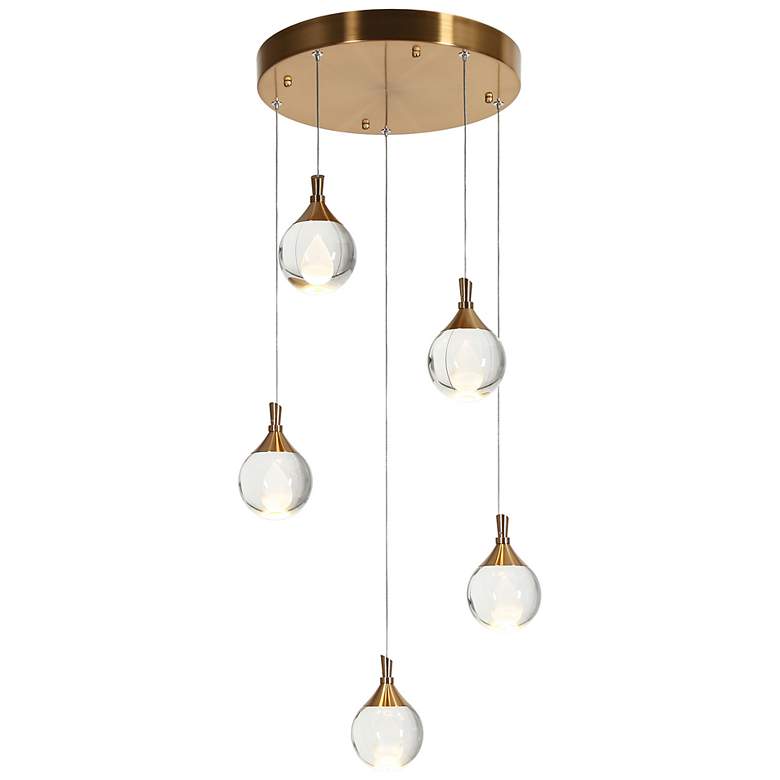 Image 1 Sepear 5-Light LED Cluster Crystal Island Pendant Light