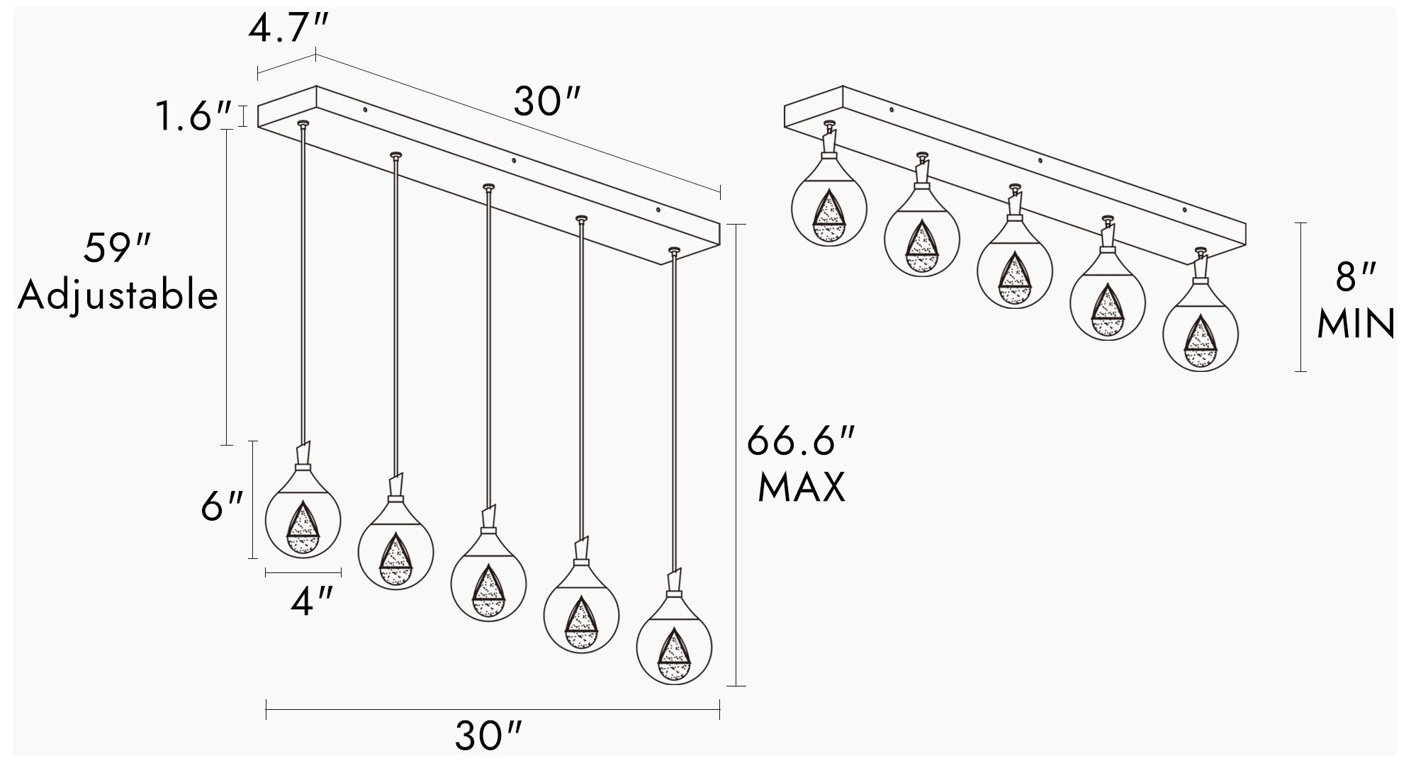 Image 2 Sepear 5-Light LED Crystal Island Pendant Light - Made to Order more views