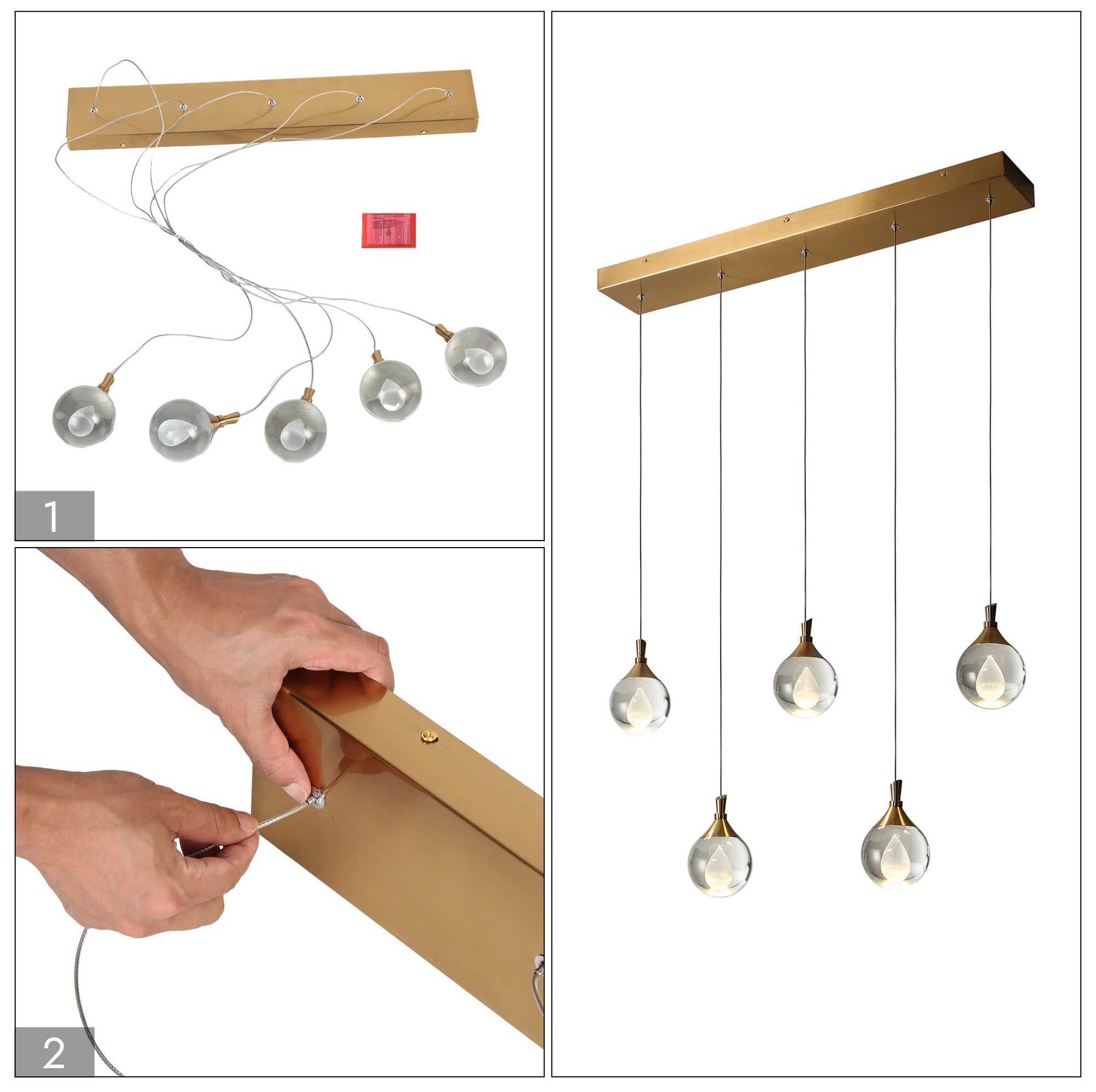 Sepear 5-Light LED Crystal Island Pendant Light - Made to Order