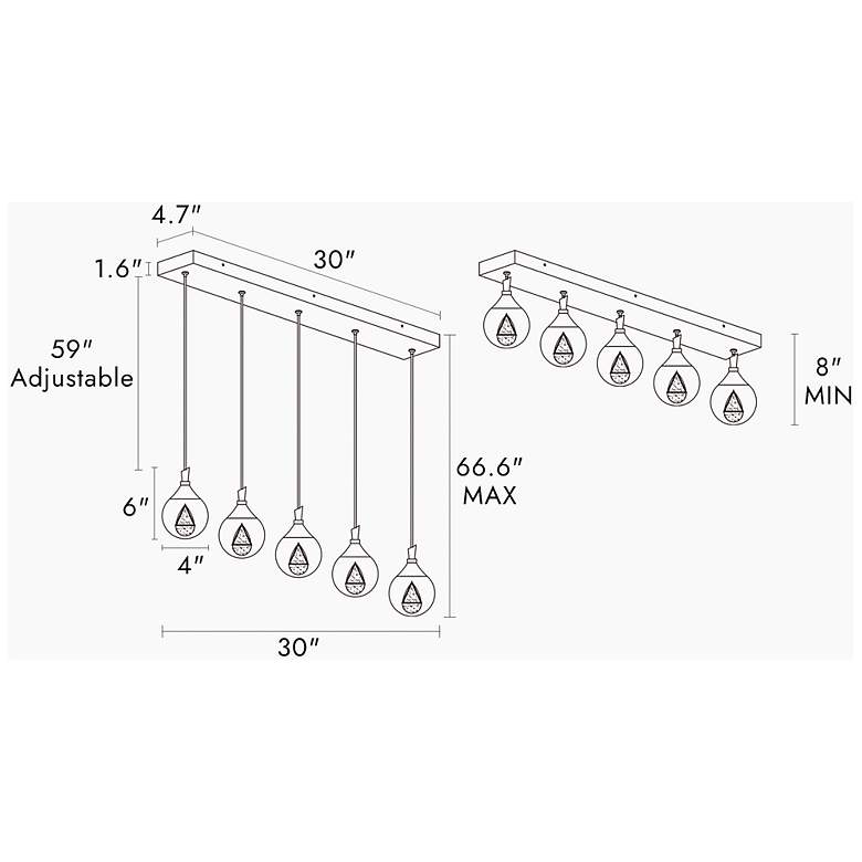 Image 2 Sepear 5-Light LED Crystal Island Pendant Light more views
