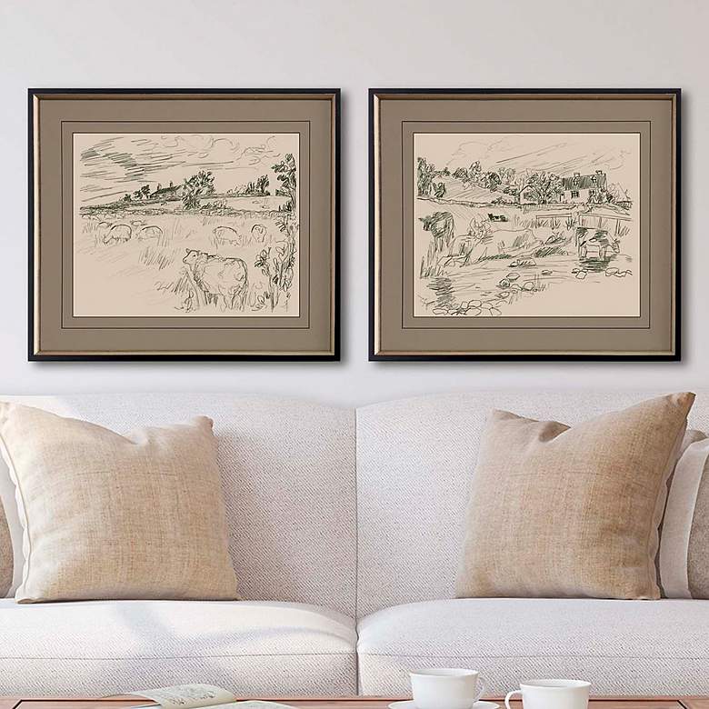 Image 1 Sepia Scenes I 28 inch Wide 2-Piece Giclee Framed Wall Art Set