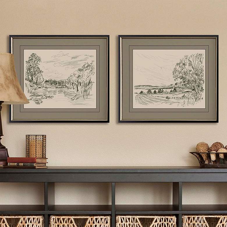 Image 1 Sepia Scenes II 28" Wide 2-Piece Giclee Framed Wall Art Set