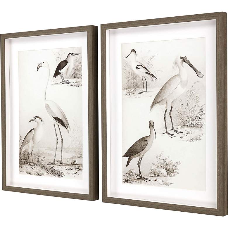 Image 4 Sepia Water Birds I 31 inchH 2-Piece Giclee Framed Wall Art Set more views