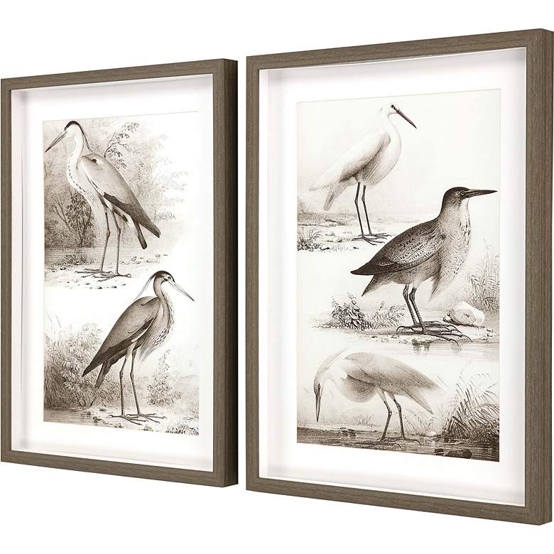 Image 4 Sepia Waterbirds II 31 inchH 2-Piece Giclee Framed Wall Art Set more views