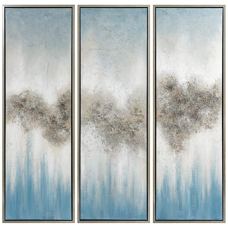 Image 2 Sequence 60 inchW Textured Metallic 3-Piece Canvas Wall Art Set