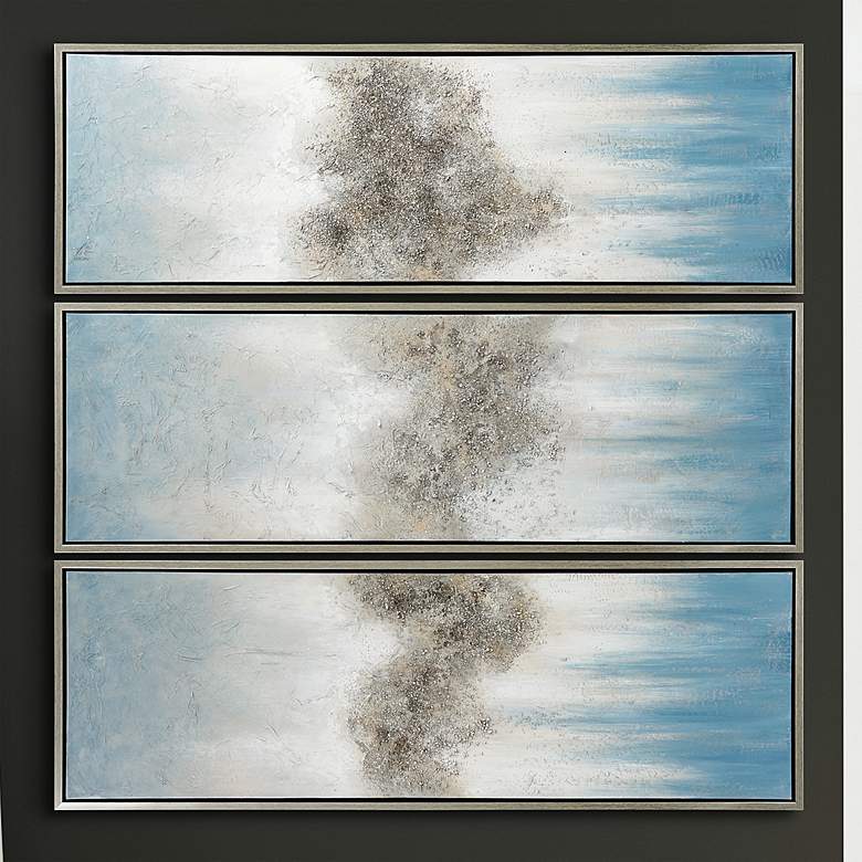 Image 1 Sequence 60"W Textured Metallic 3-Piece Canvas Wall Art Set