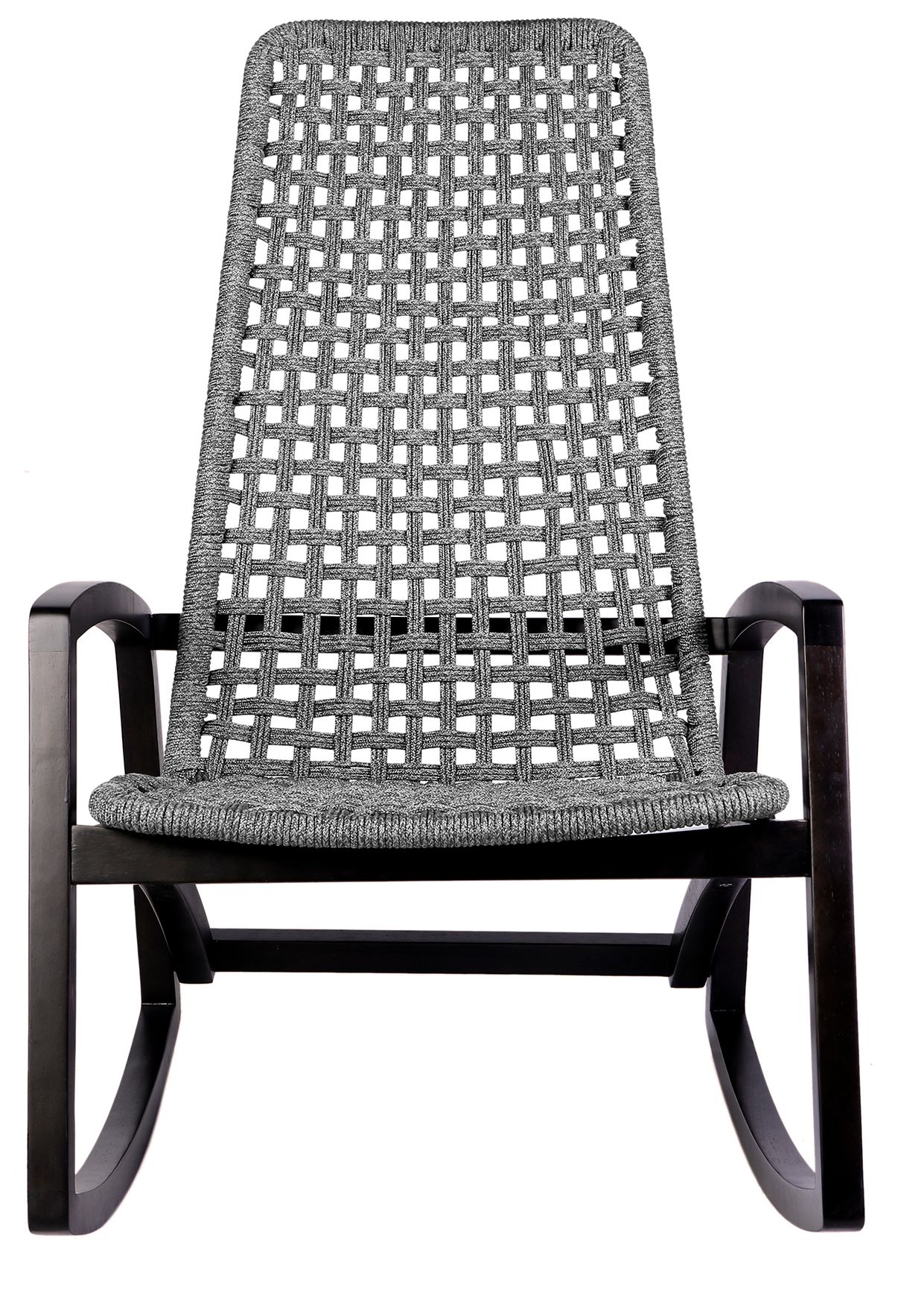 Image 3 Sequoia Outdoor Patio Rocking Chair in Dark Eucalyptus Wood and Grey Rope more views