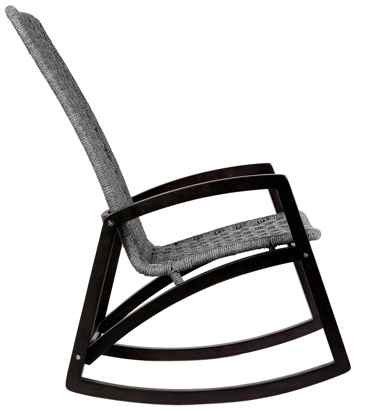 Image 4 Sequoia Outdoor Patio Rocking Chair in Dark Eucalyptus Wood and Grey Rope more views