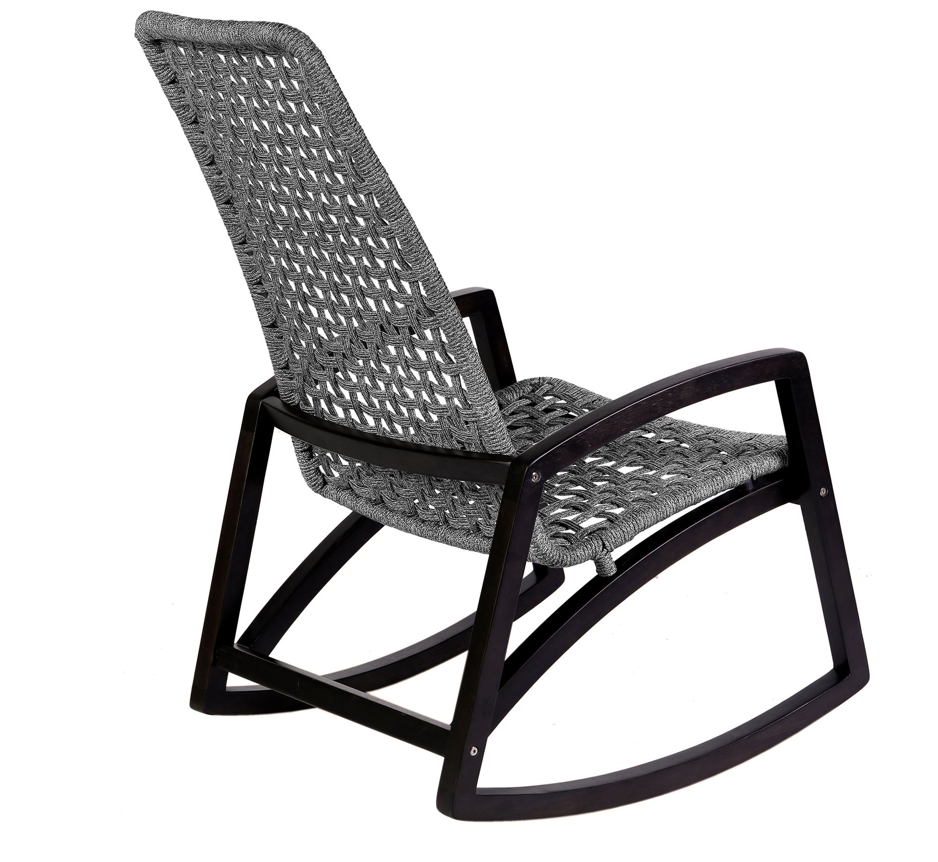 Image 5 Sequoia Outdoor Patio Rocking Chair in Dark Eucalyptus Wood and Grey Rope more views