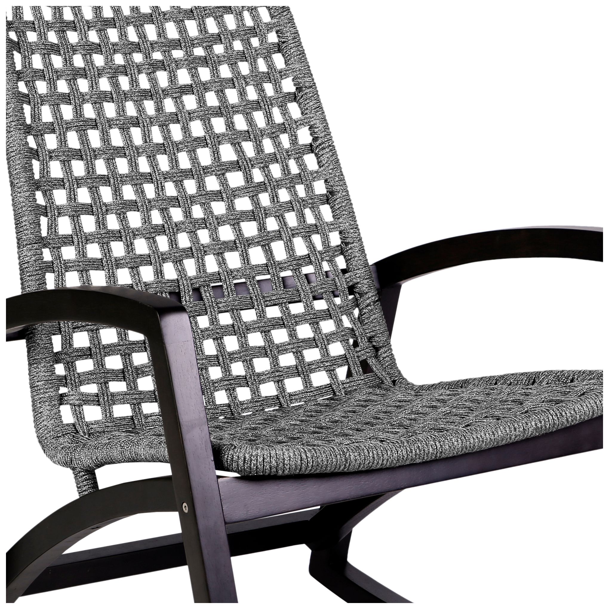 Image 7 Sequoia Outdoor Patio Rocking Chair in Dark Eucalyptus Wood and Grey Rope more views