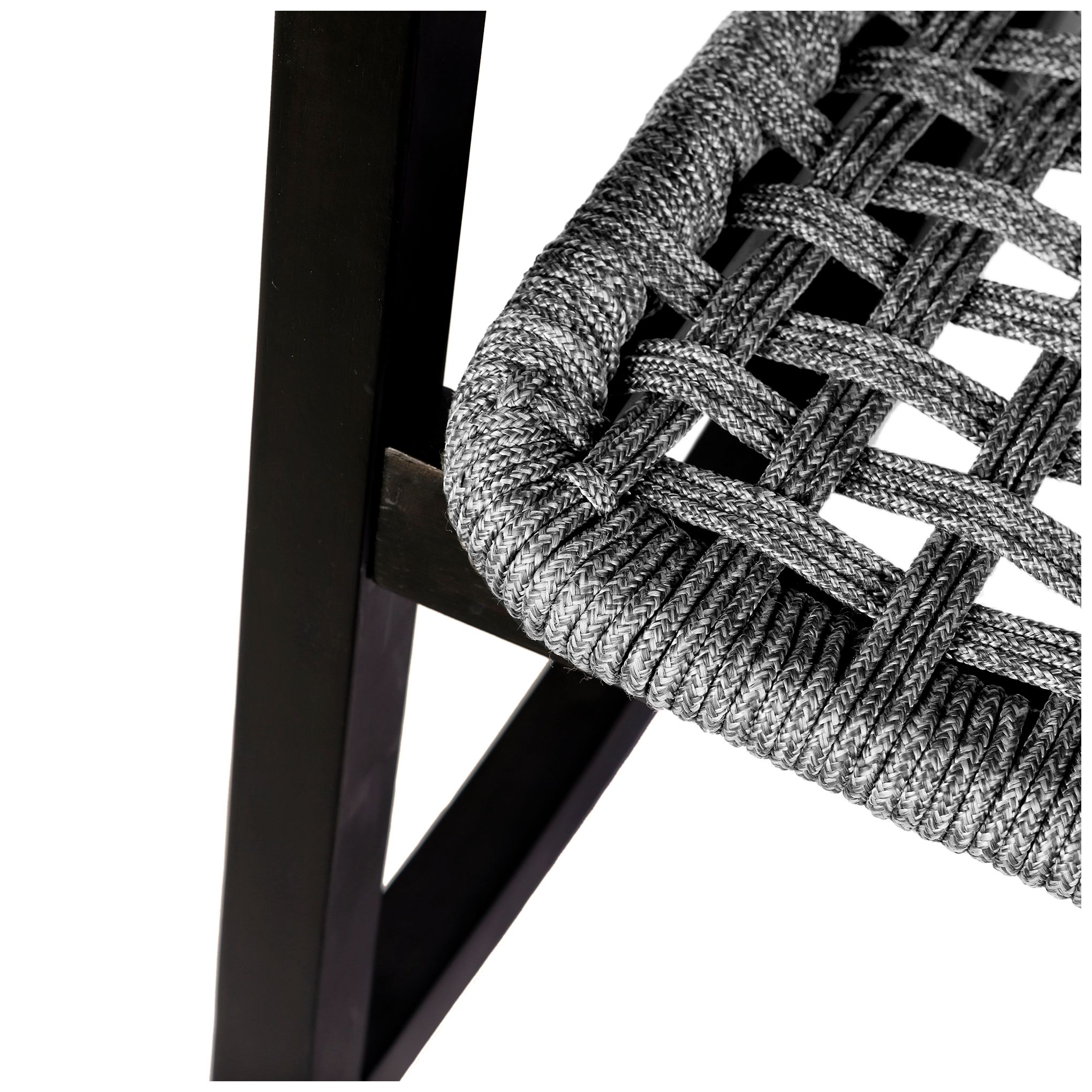 Sequoia Outdoor Patio Rocking Chair in Dark Eucalyptus Wood and Grey Rope
