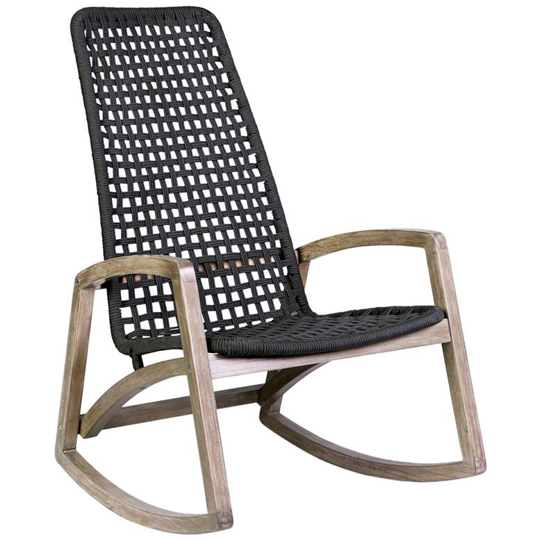 Image 1 Sequoia Outdoor Patio Rocking Chair in Light Eucalyptus Wood and Rope