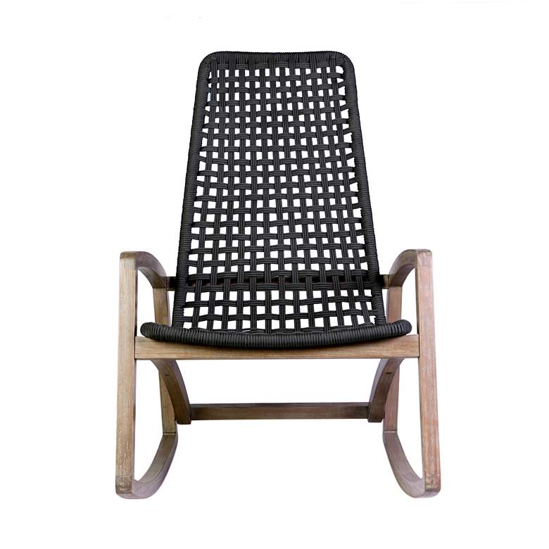 Image 2 Sequoia Outdoor Patio Rocking Chair in Light Eucalyptus Wood and Rope more views