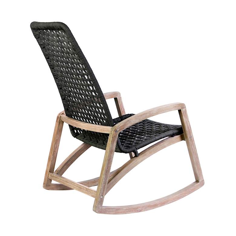 Image 4 Sequoia Outdoor Patio Rocking Chair in Light Eucalyptus Wood and Rope more views