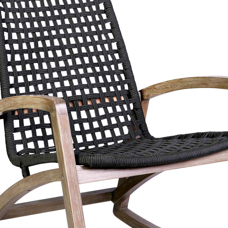 Image 6 Sequoia Outdoor Patio Rocking Chair in Light Eucalyptus Wood and Rope more views