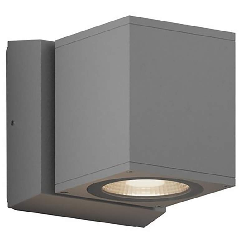Image 1 Sera 5.1" High Silver Square Downlight LED Outdoor Wall Sconce