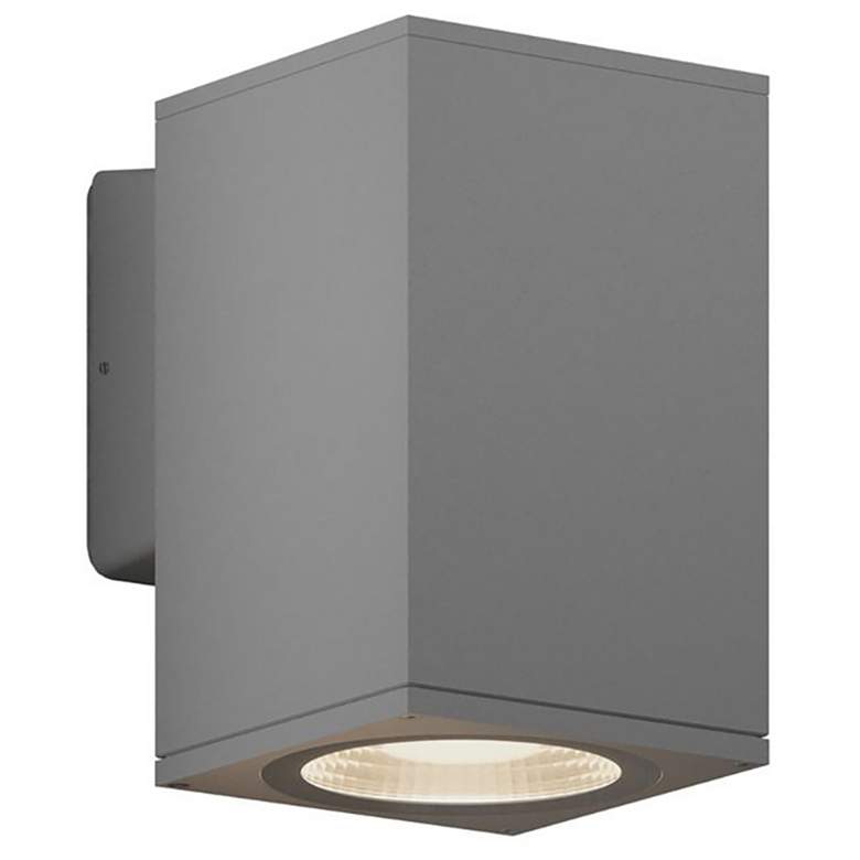 Image 1 Sera 8.6" High Silver Square Downlight LED Outdoor Wall Sconce