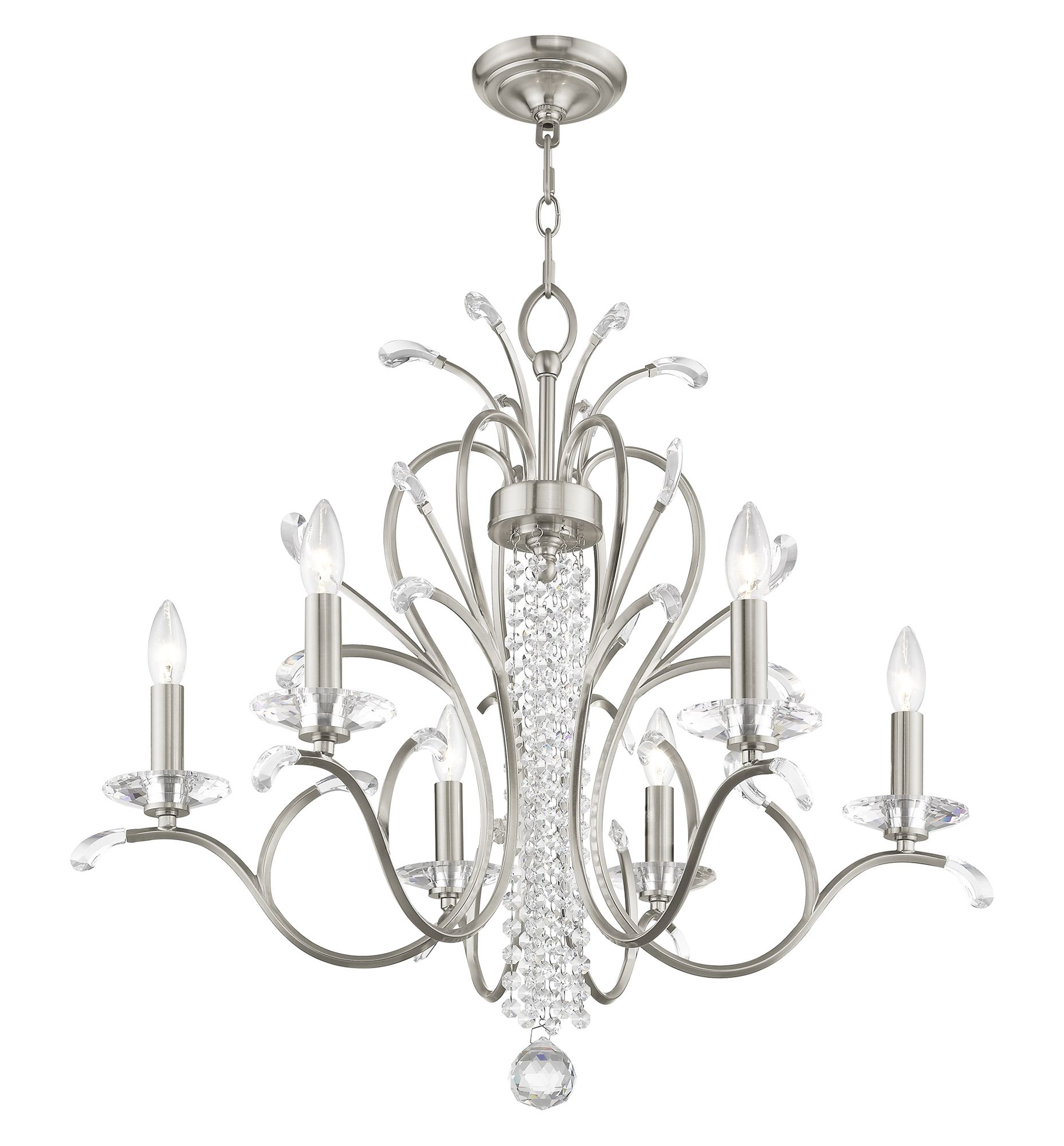 Serafina 6 Light Brushed Nickel Chandelier
