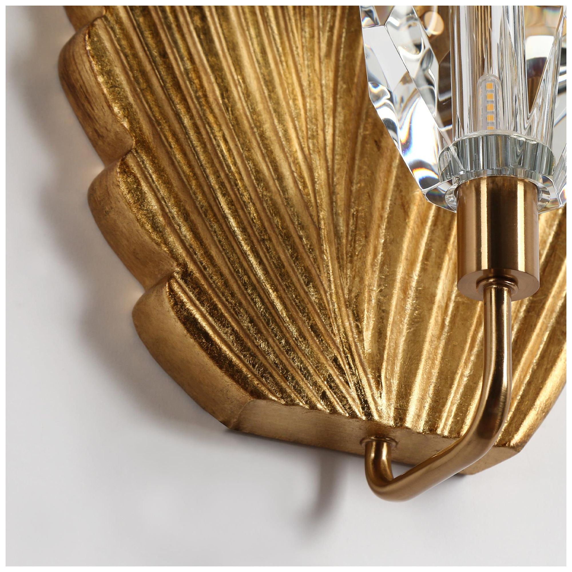 Image 2 Seraphi 1-Light 17.3"W Brass Art Deco Wall Sconce with Crystal Ball more views