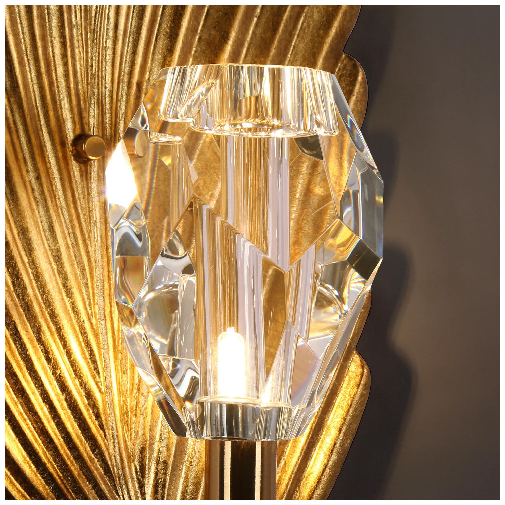 Image 4 Seraphi 1-Light 17.3"W Brass Art Deco Wall Sconce with Crystal Ball more views