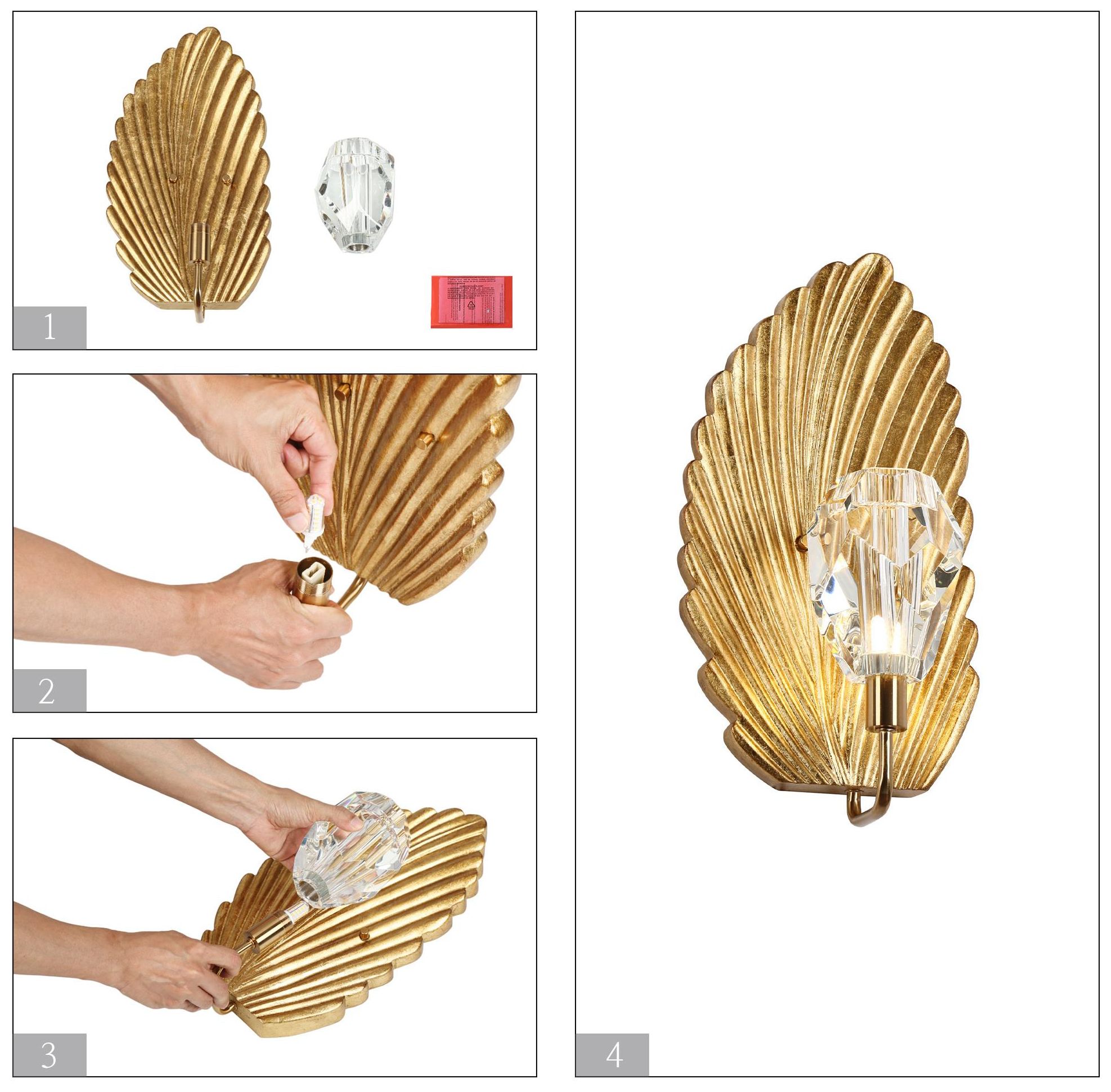 Image 6 Seraphi 1-Light 17.3"W Brass Art Deco Wall Sconce with Crystal Ball more views