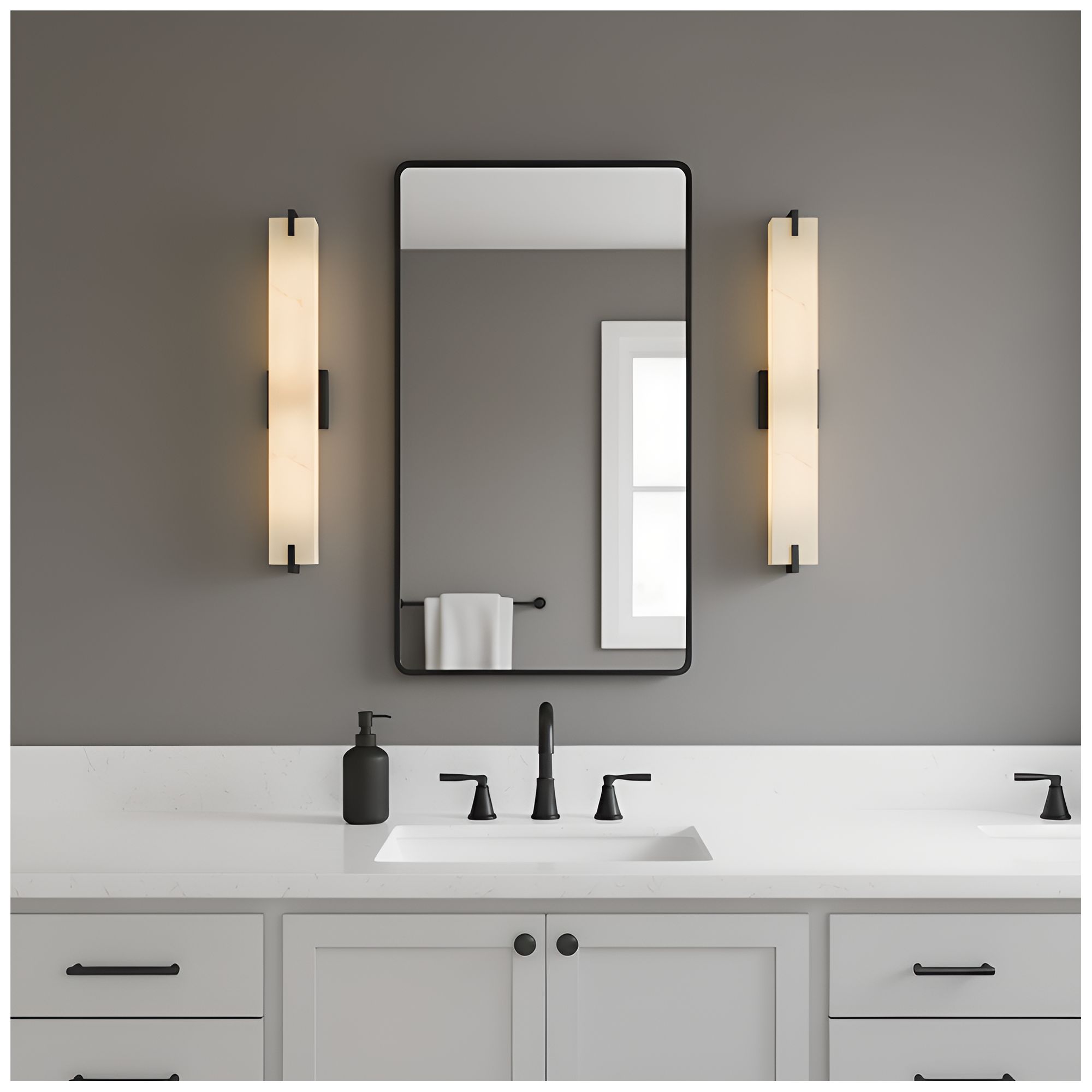 Seraphine 2-Light Matte Black Vanity Light