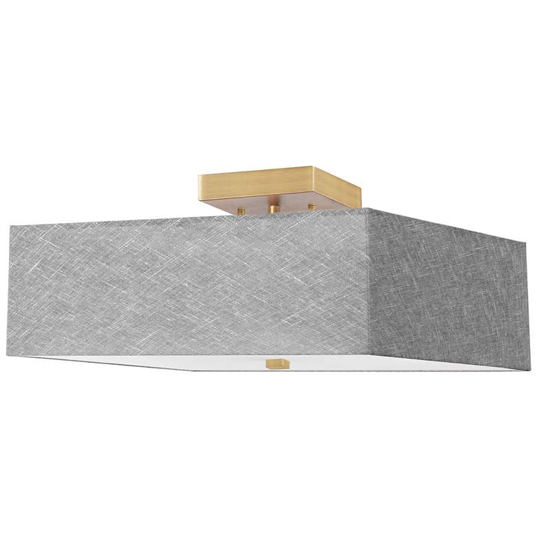 Image 1 Seren 14.25" Wide 3 Light Aged Brass Semi-Flush Mount
