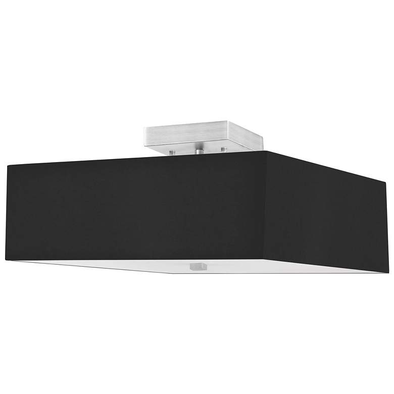 Image 1 Seren 14.25" Wide 3 Light Satin Chrome Semi-Flush Mount