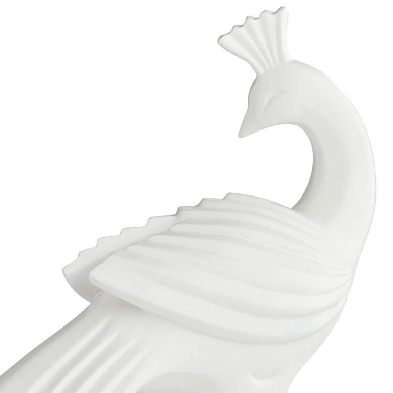 Image 3 Serena 10 1/4" High Matte White Peacock Figurine more views