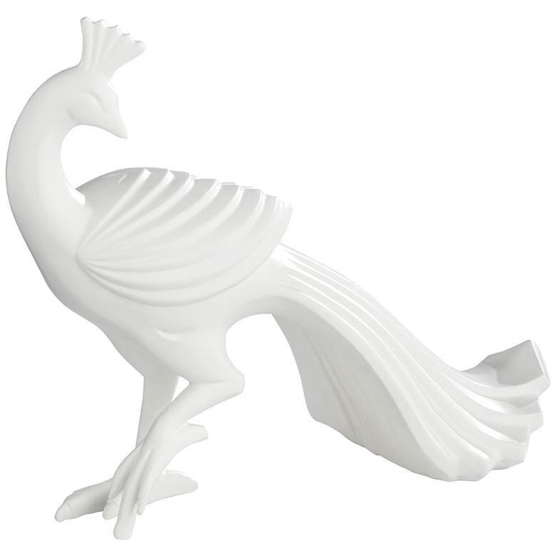 Image 5 Serena 10 1/4" High Matte White Peacock Figurine more views