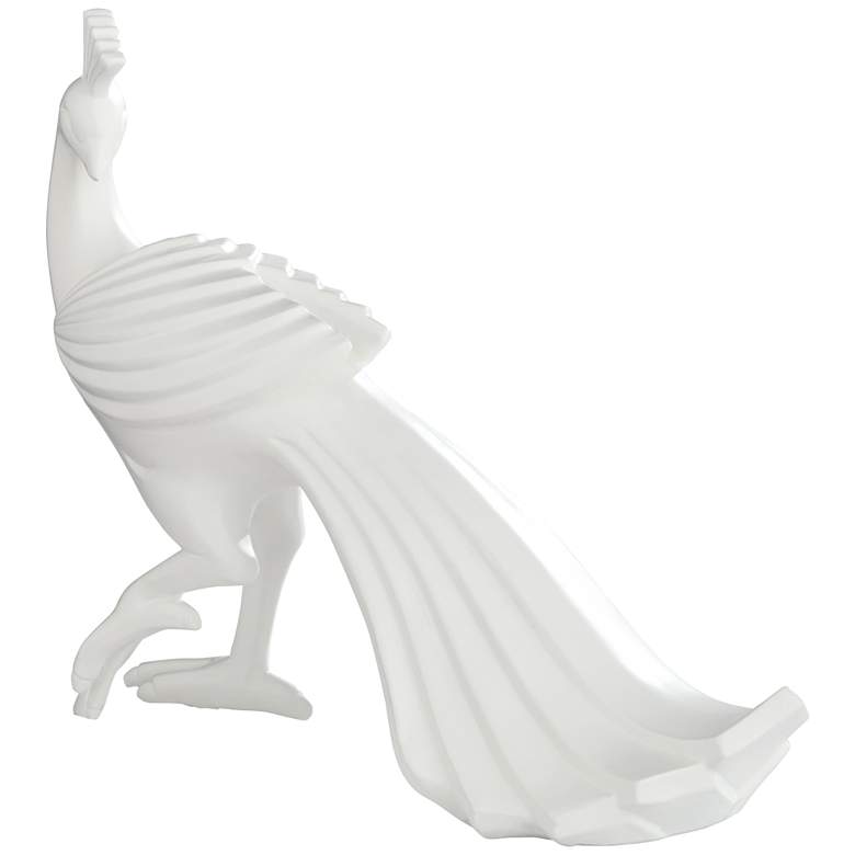 Image 5 Serena 10 1/4 inch High Matte White Peacock Figurine more views