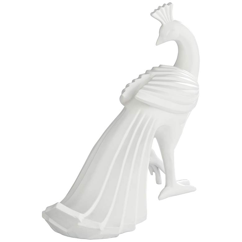 Image 7 Serena 10 1/4" High Matte White Peacock Figurine more views