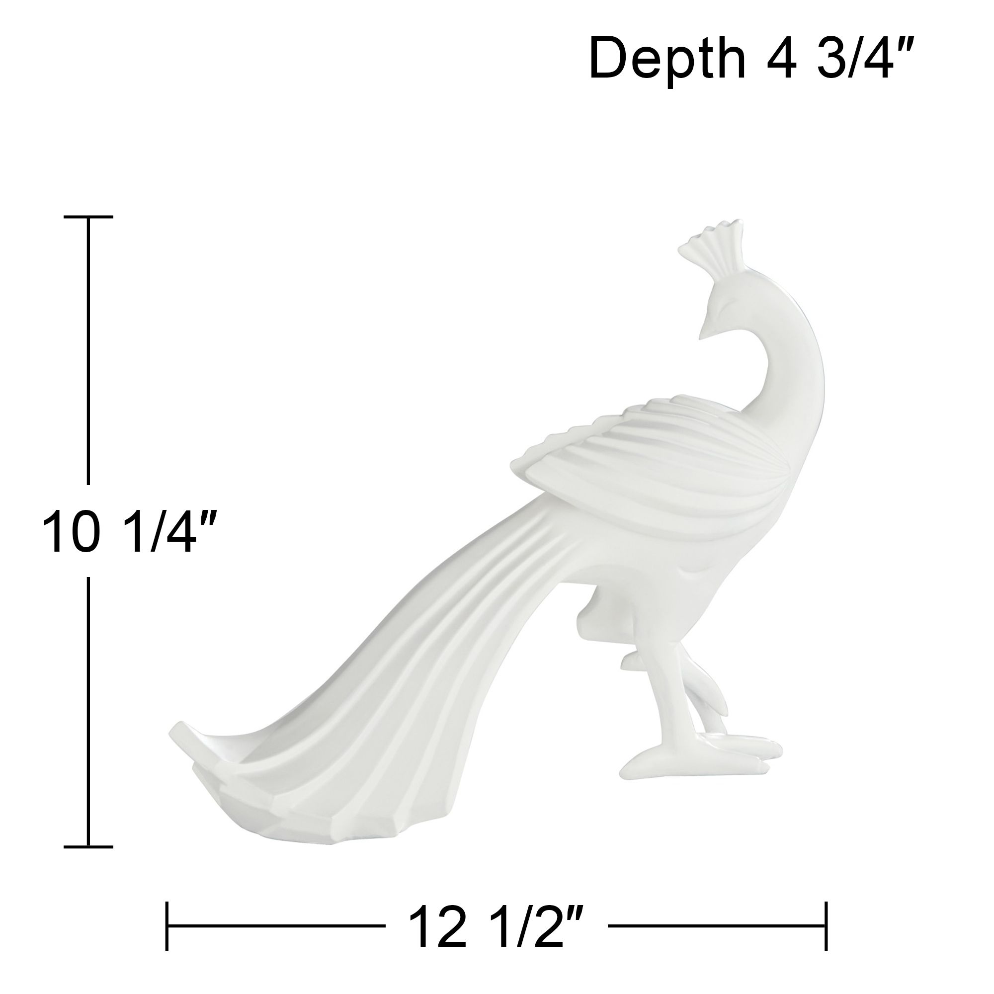 Serena 10 1/4" High Matte White Peacock Figurine