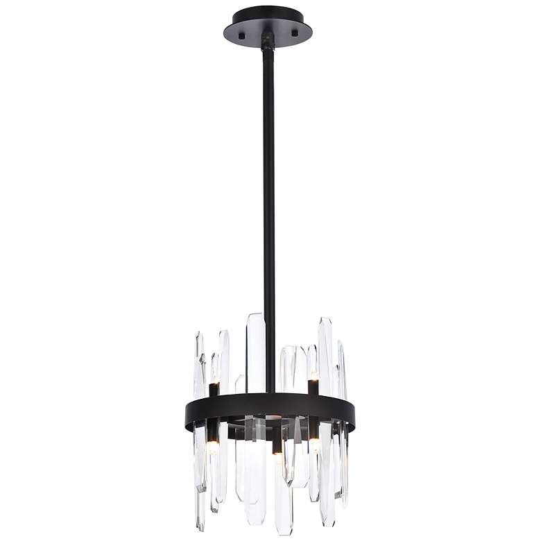 Image 2 Serena 10" Wide Black and Crystal 6-Light Mini Pendant