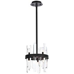 Serena 10" Wide Black and Crystal 6-Light Mini Pendant