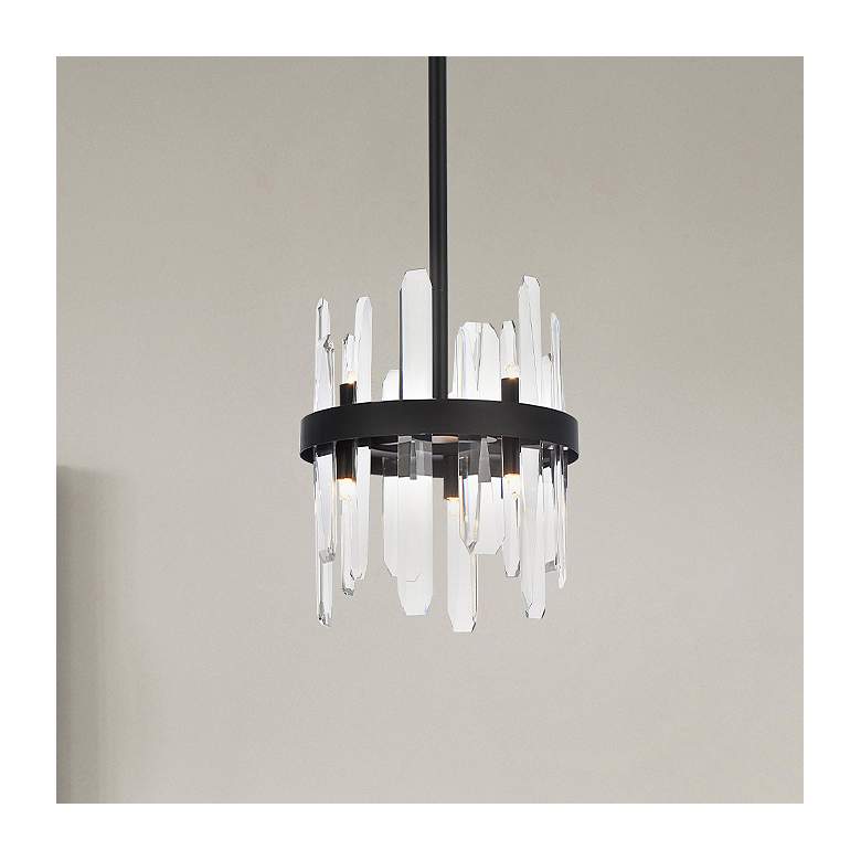 Image 1 Serena 10" Wide Black and Crystal 6-Light Mini Pendant