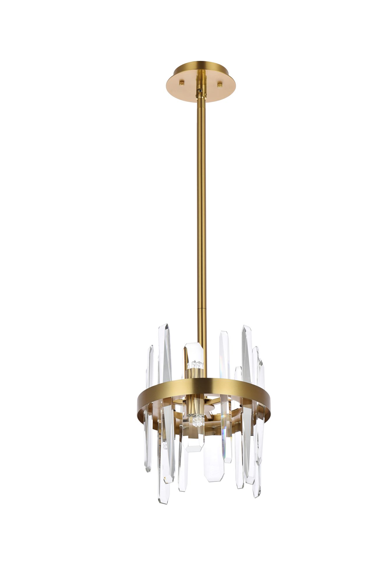 Serena 10" Wide Satin Gold Crystal 6-Light Mini Pendant