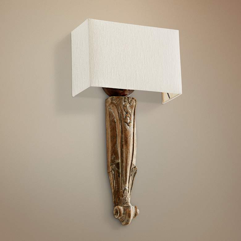 Image 1 Serena 12 1/2" Wide Limed Gracewood Wall Sconce
